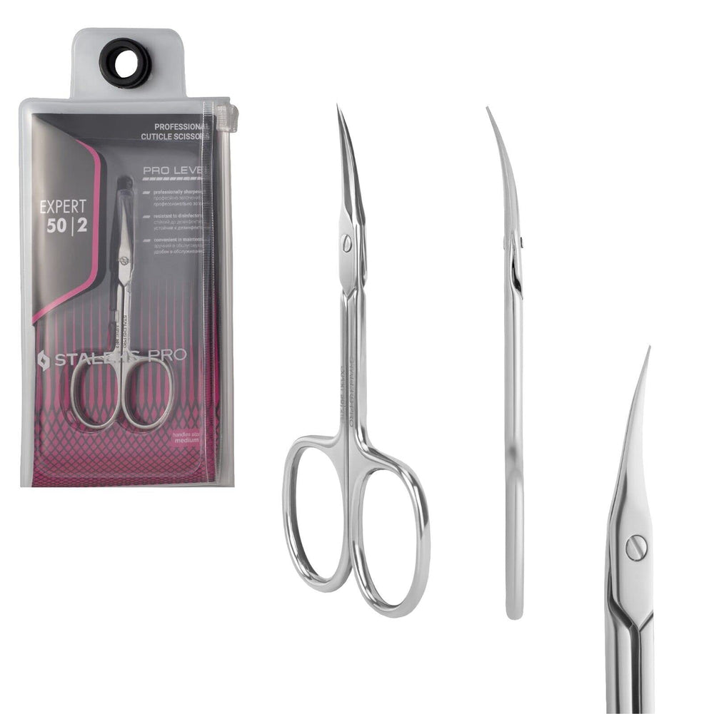 Staleks Pro Expert 50-cuticle scissors with precision blade for accurate trimming.