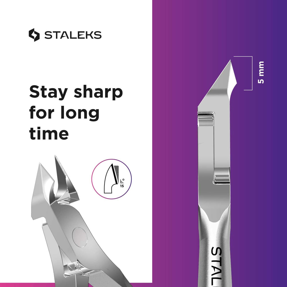 Staleks Pro SMART 30 cuticle nippers satin finish for a professional look.