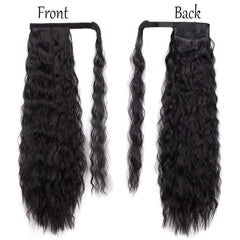 Stamped Glorious wraparound ponytail Velcro for fast, damage-free styling.