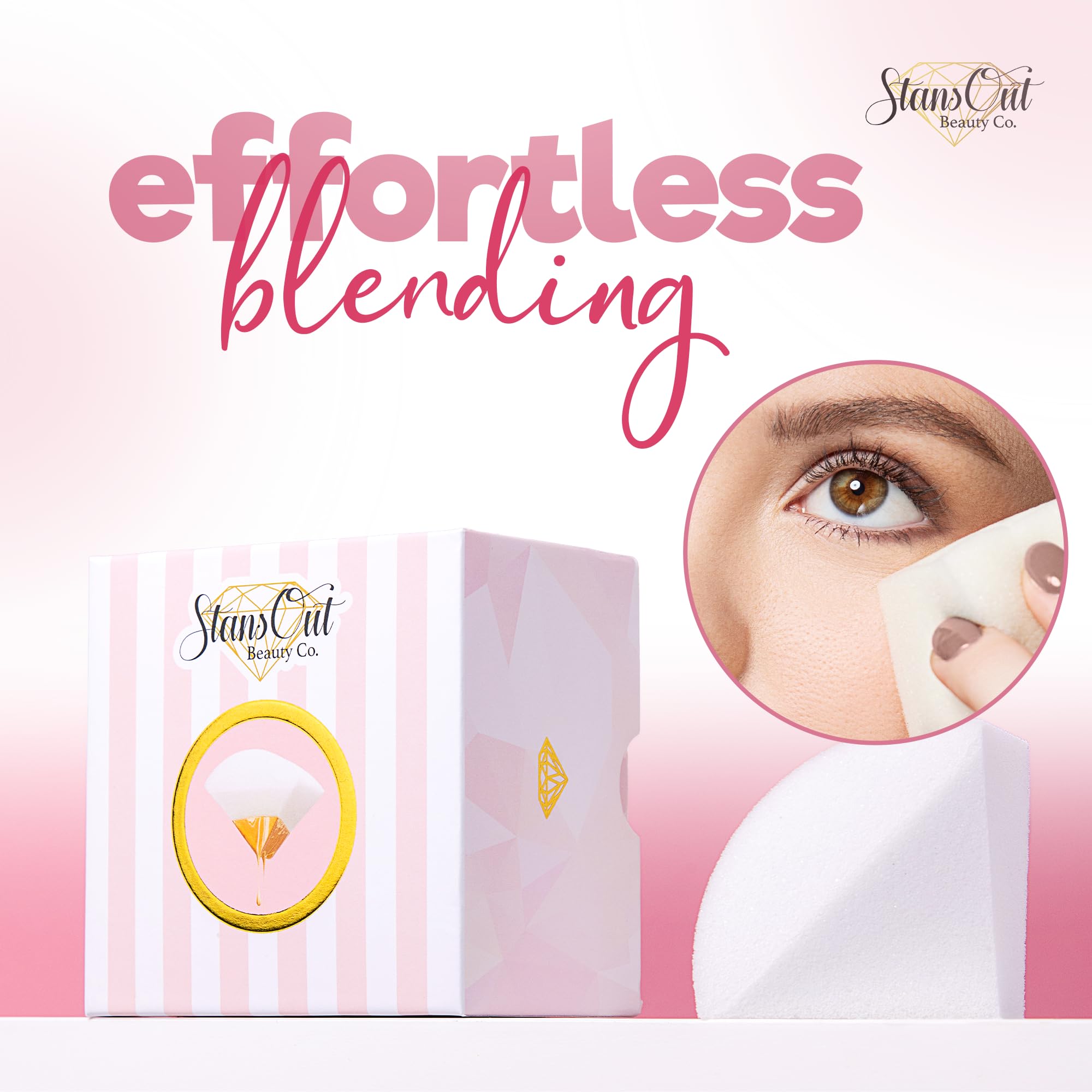 StansOut Memory Foam Sponge liquid-foundation-application delivers smooth finish.