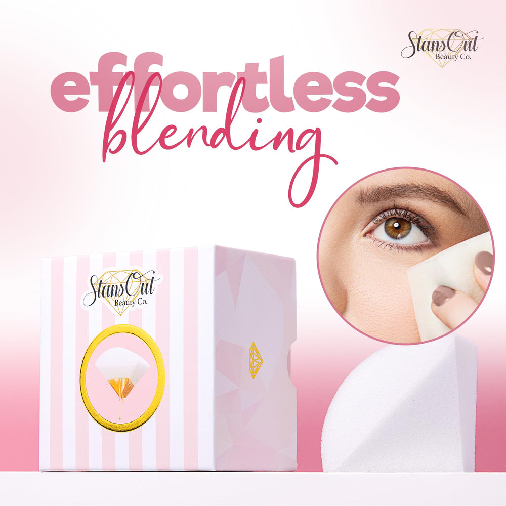 StansOut Memory Foam Sponge liquid-foundation-application delivers smooth finish.