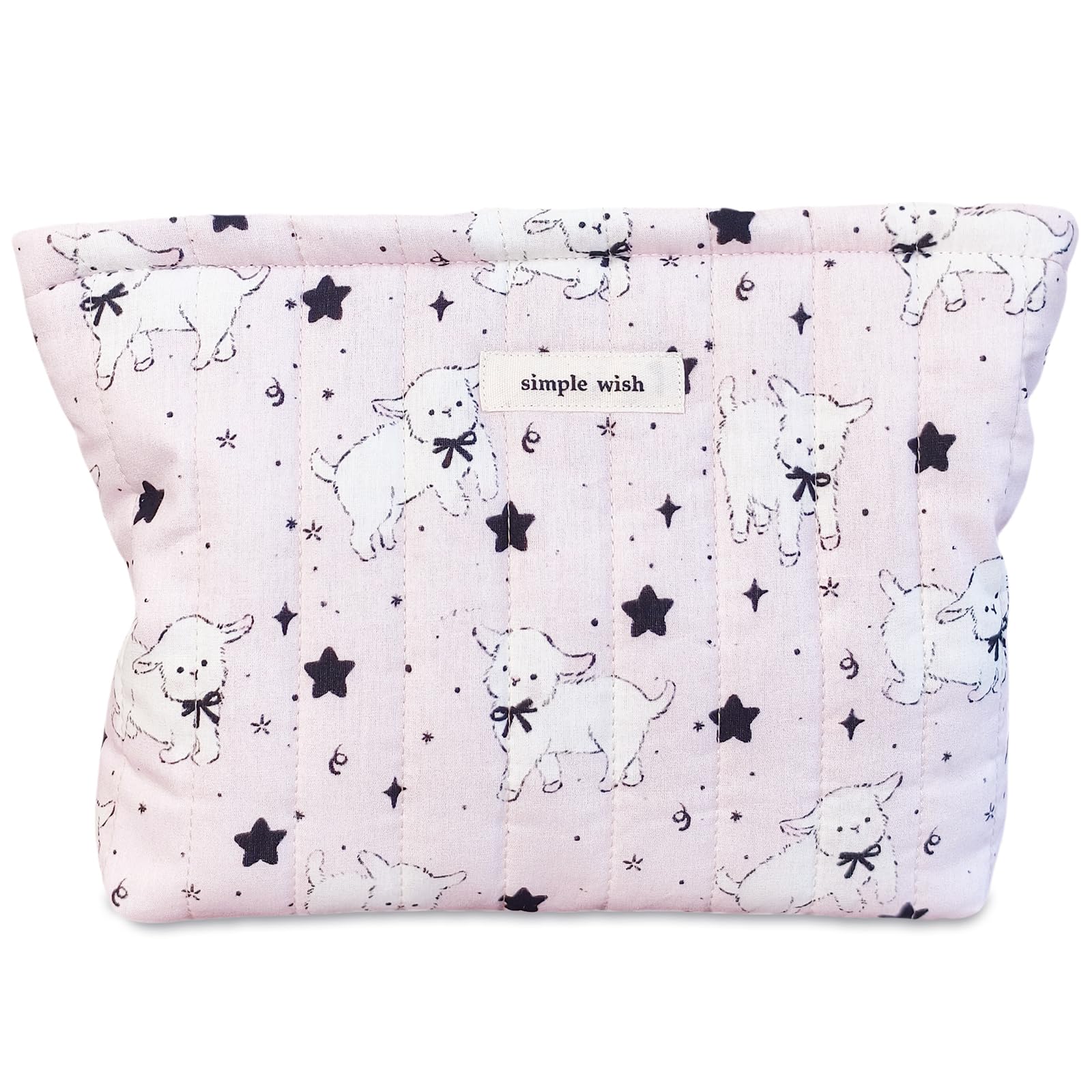 STARDW cotton quilted makeup bag with floral design, ideal for daily cosmetics organization