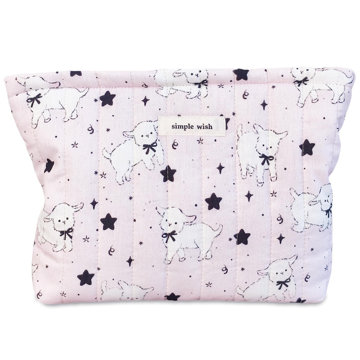 STARDW cotton quilted makeup bag with floral design, ideal for daily cosmetics organization
