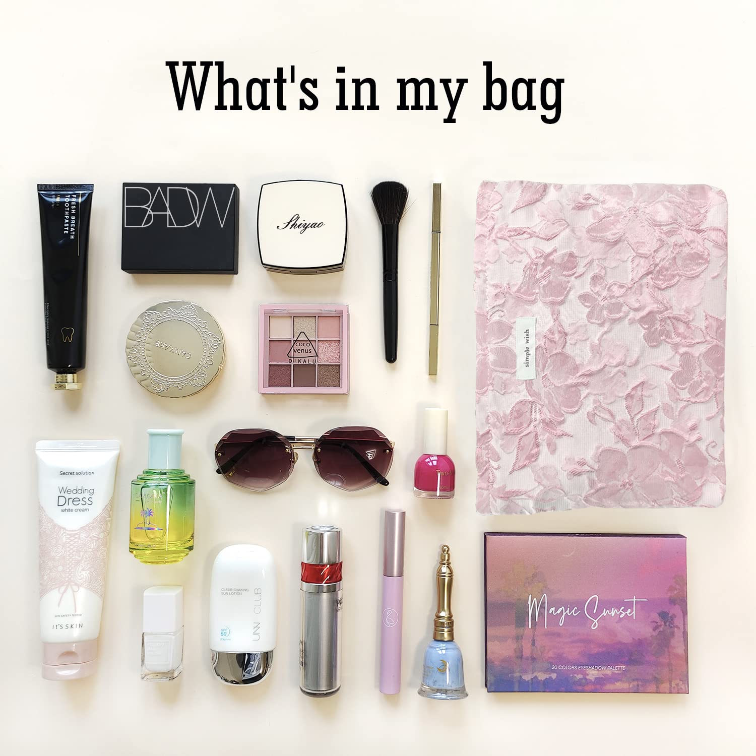 STARDW makeup bag features canvas lining and embroidery for refined durability.