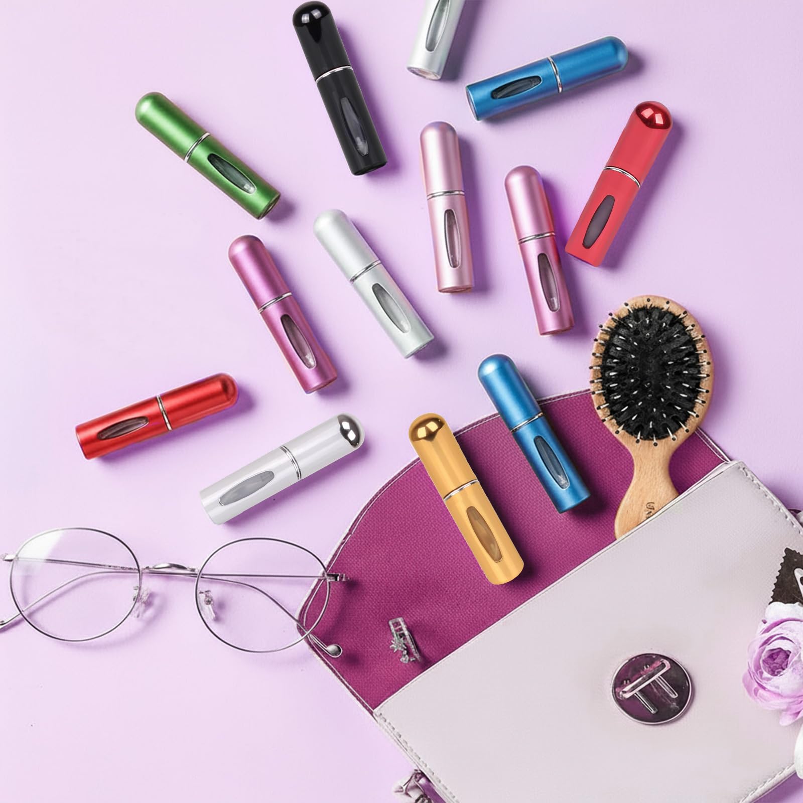 Starfa Lab 12-pack mini perfume bottles in bright colors for organized options