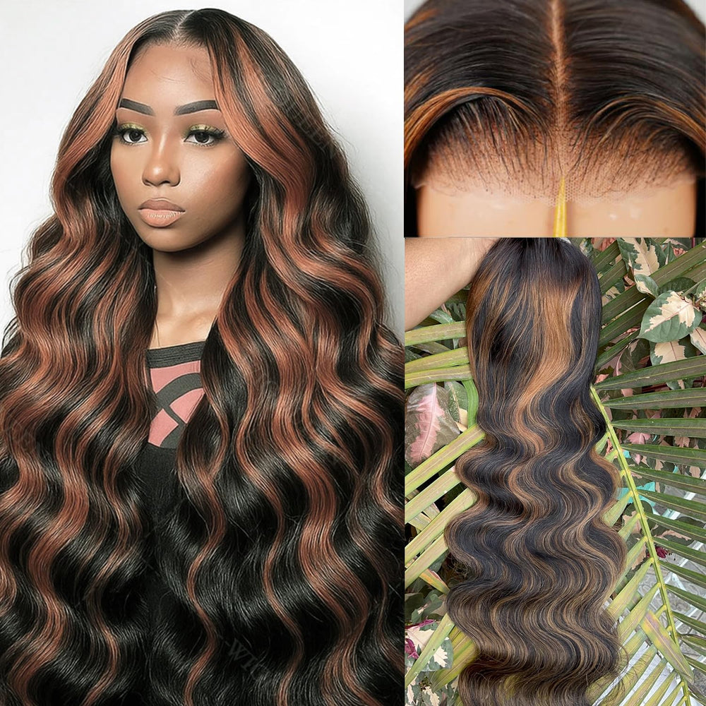StarlightBelle blended hair 28 inch highlight ombre lace front wig for versatile styling