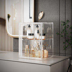 starogegc clear display case highlights cosmetics, reducing vanity clutter