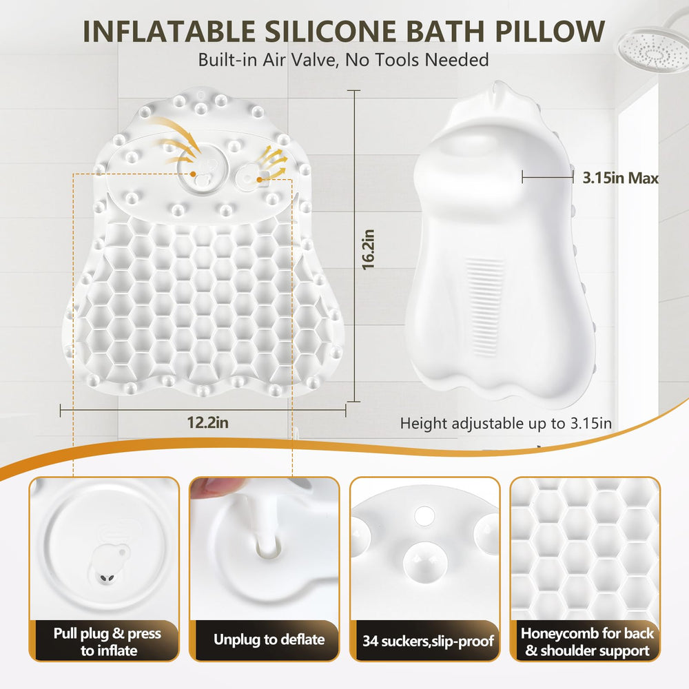 Starotatess bath pillow with adjustable firmness for personalized comfort