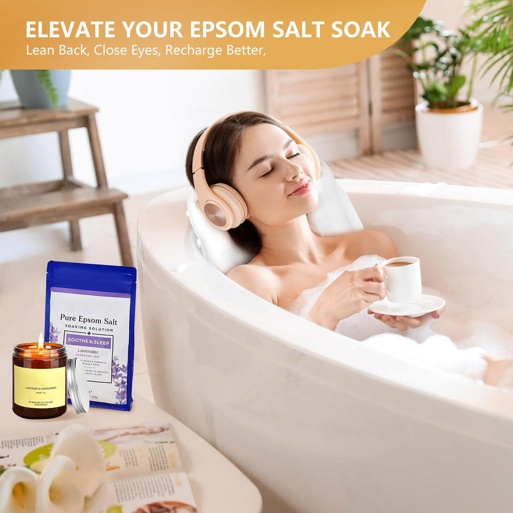 Starotatess inflatable bath pillow provides head and back relief during baths