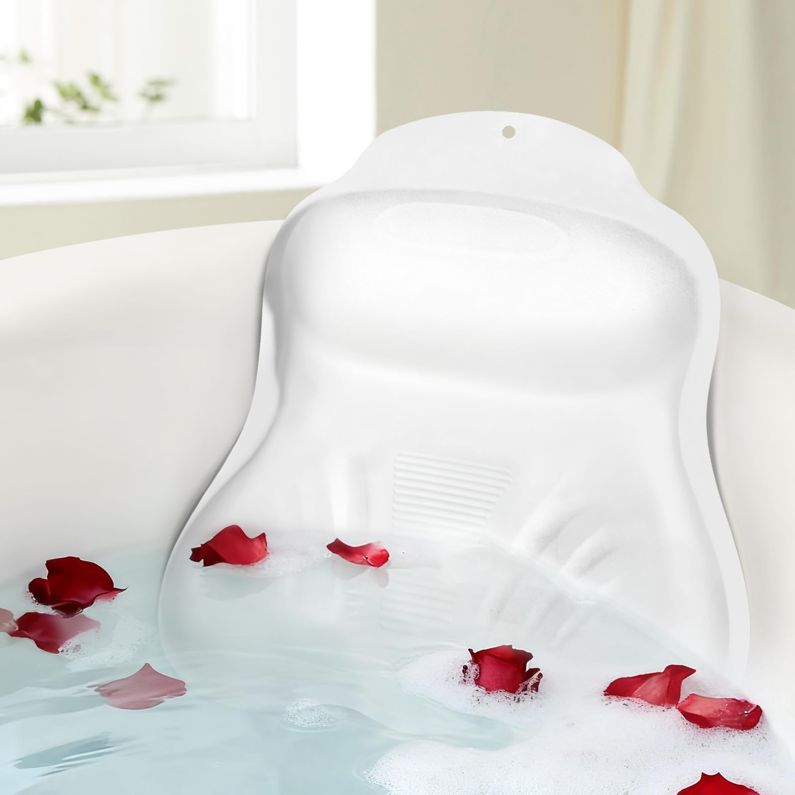 Starotatess inflatable bath pillow neck-support enables a comfy, spa-like soak