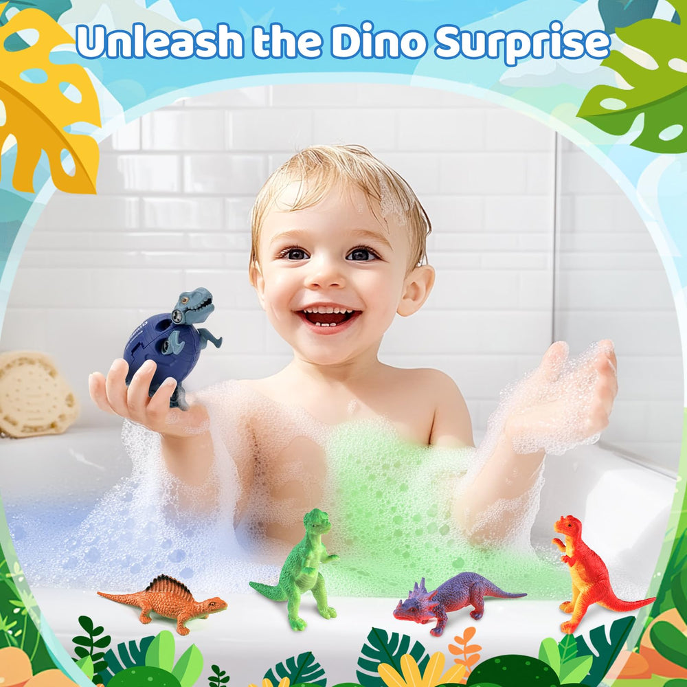 STARYAR bath bombs surprise toy inside reveals a dinosaur toy during bath