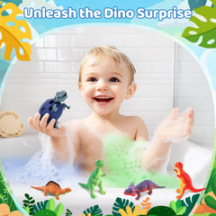 STARYAR bath bombs surprise toy inside reveals a dinosaur toy during bath