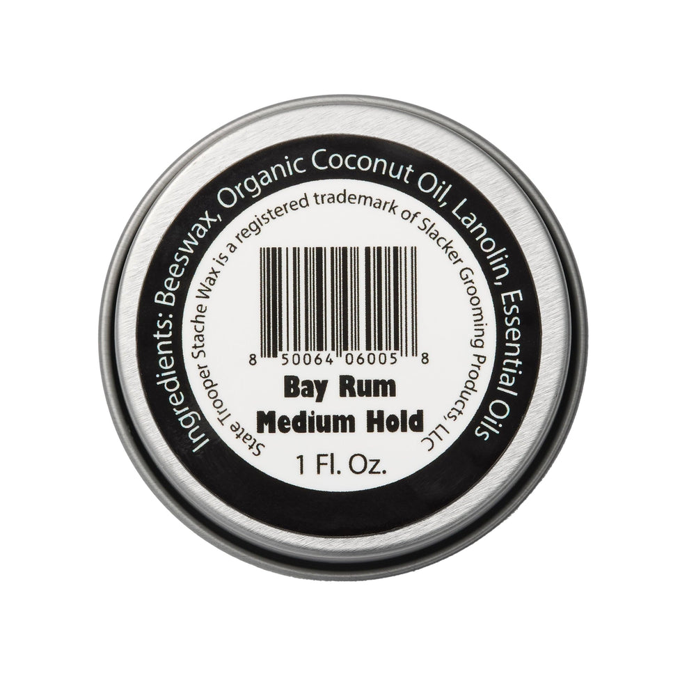 State Trooper Stache Wax Bay Rum scent offers refreshing masculine fragrance.