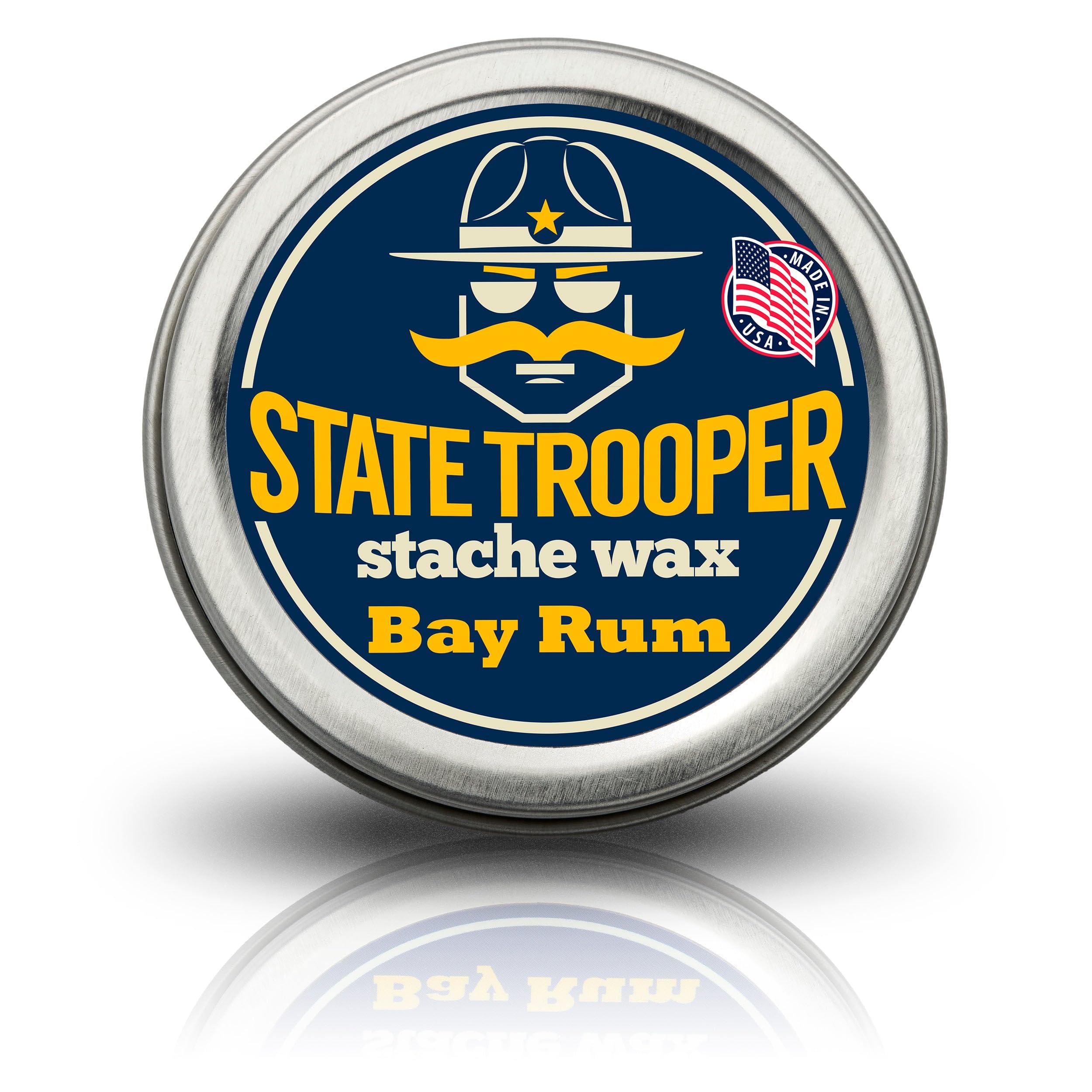 State Trooper Stache Wax natural ingredients like beeswax and coconut oil nourish styling.
