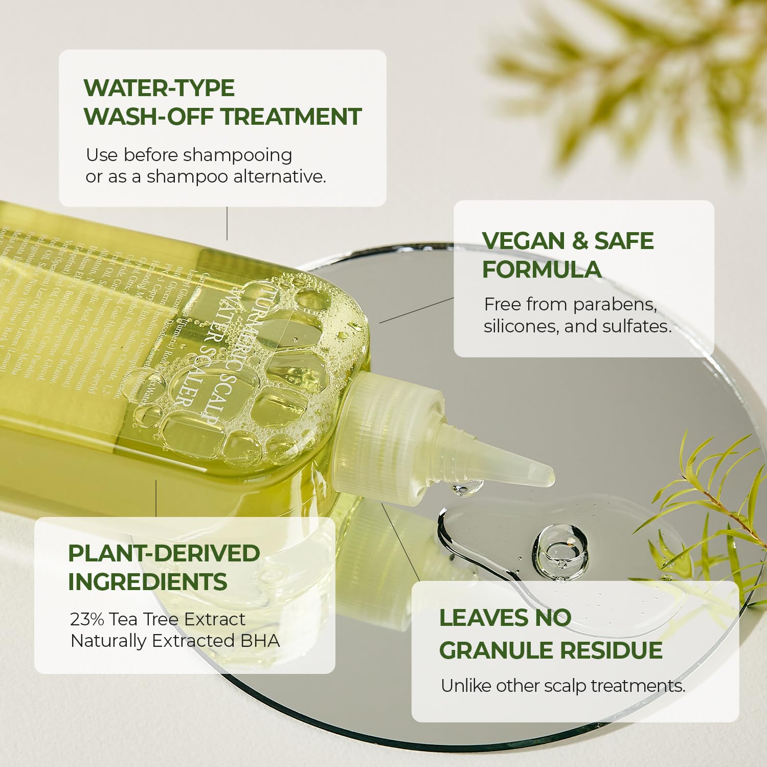 Steambase Tea Tree Scalp Treatment natural ingredients highlight 23% tea tree extract.