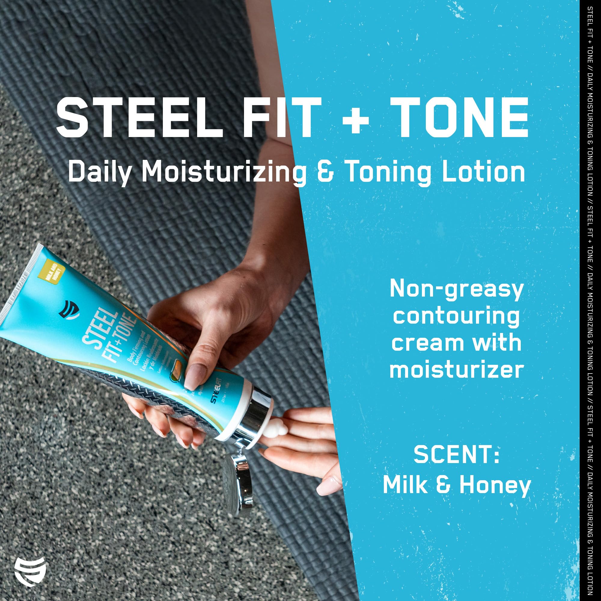 SteelFit Firming Body Lotion being applied to skin for contouring and smoothing