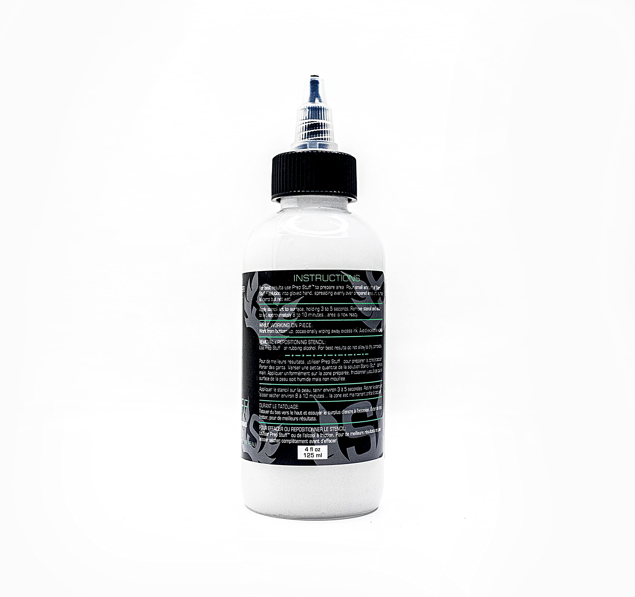Stencil Stuff 4-ounce label closeup highlights cross-contamination protection.