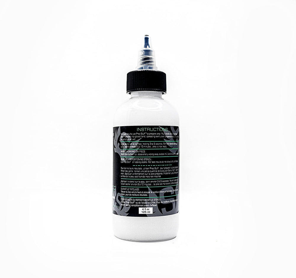 Stencil Stuff 4-ounce label closeup highlights cross-contamination protection.