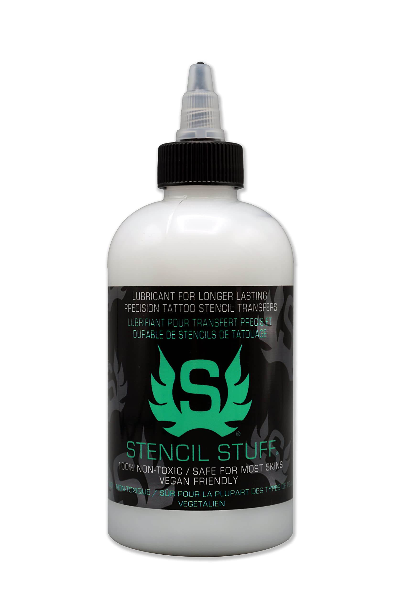 Stencil Stuff tattoo transfer gel bottle close-up promising clean transfers