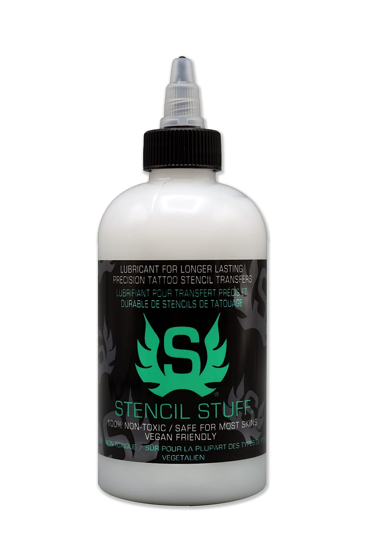 Stencil Stuff tattoo transfer gel bottle close-up promising clean transfers