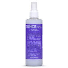 Stencil Prep bottle front view shows USA-made patent formula for reliable stencil transfer.