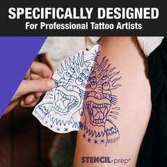 Stencil Prep bottle nozzle close-up highlights precise spray control for clean transfers.