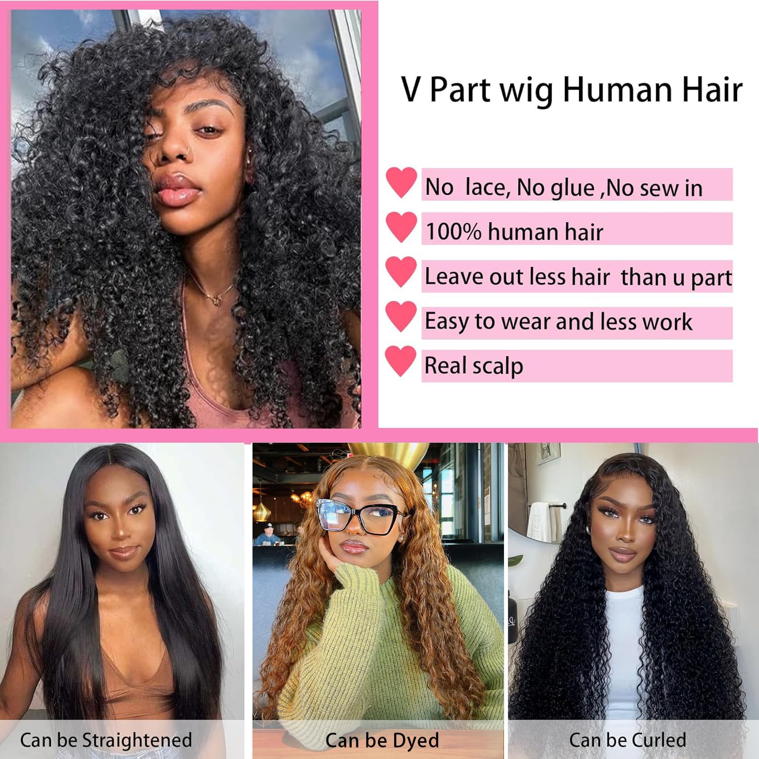 Sterly V Part Wig Brazilian Remy hair movement and softness