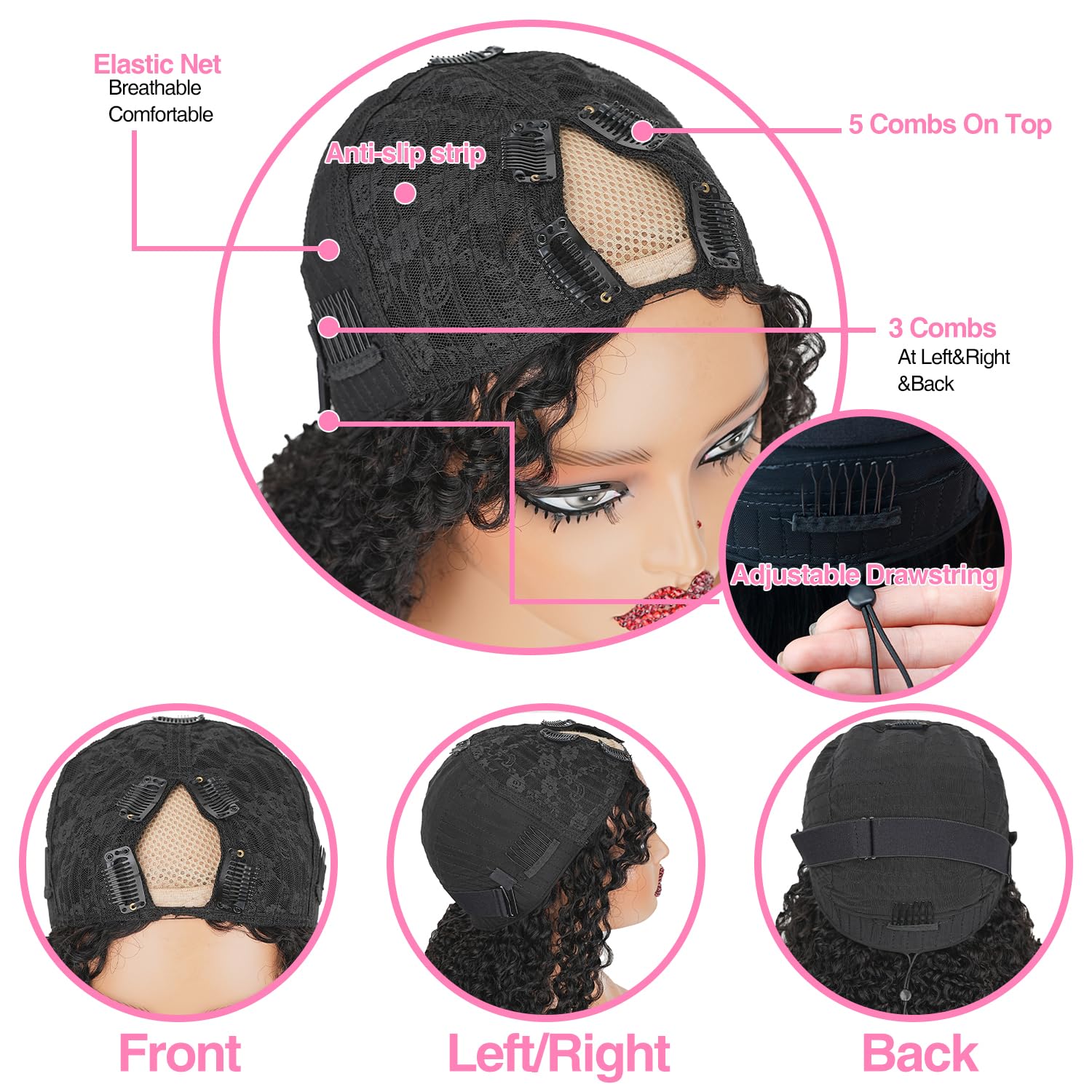 Sterly V Part Wig breathable cap ensures all-day comfort