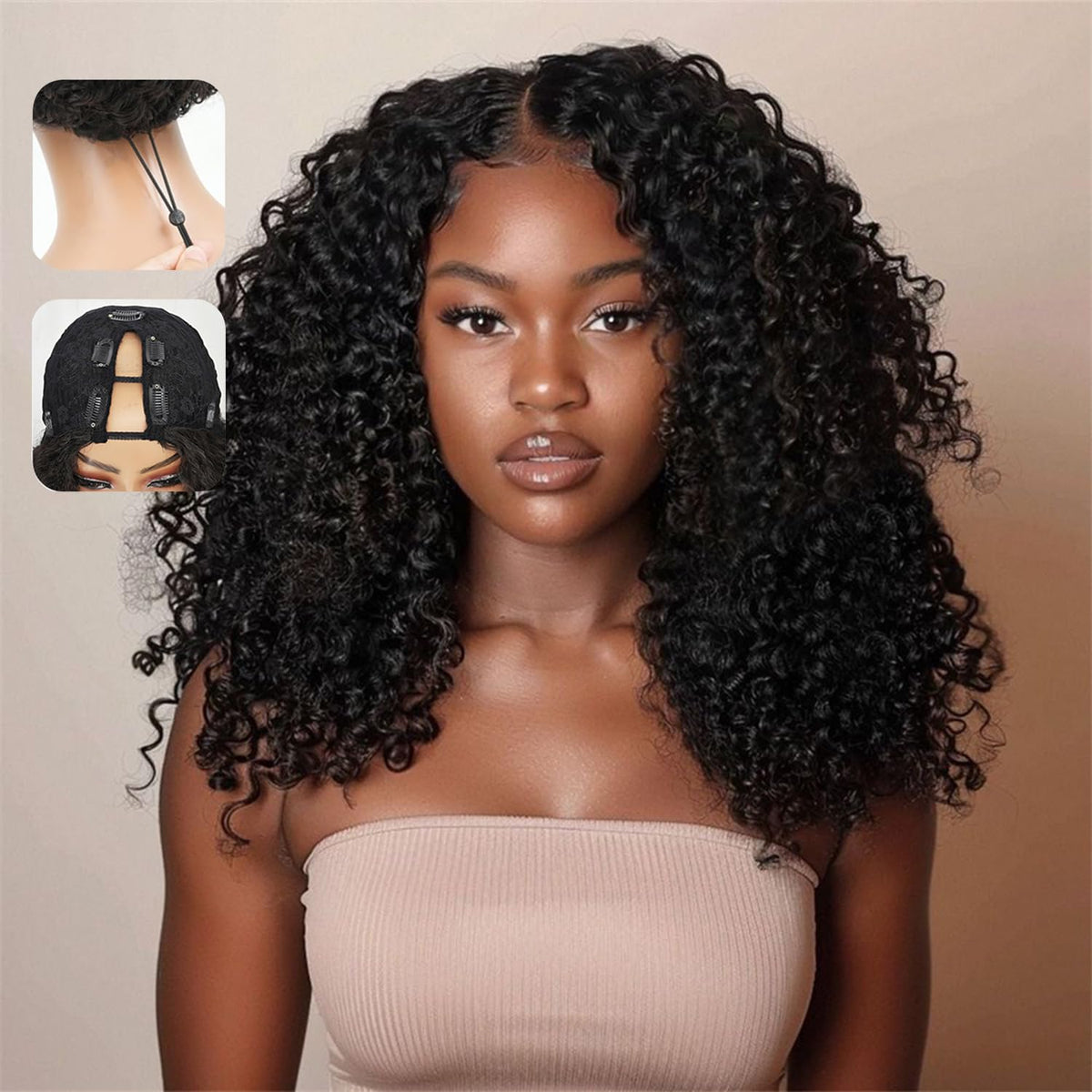 Sterly V Part Wig closeup shows no-lace seamless scalp look