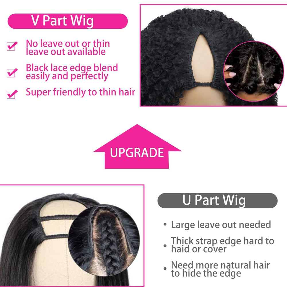 Sterly V Part Wig natural hairline impression with hidden clips