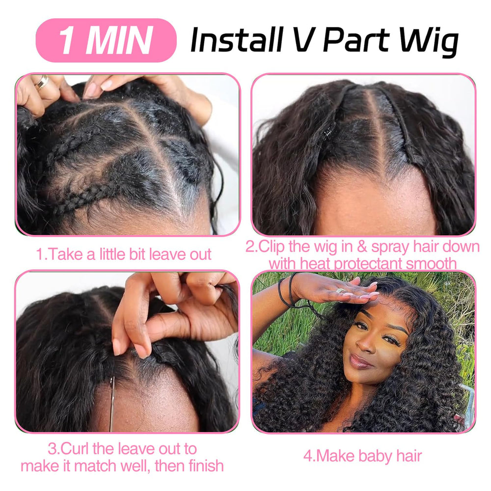 Sterly V Part Wig spiral-end deep curly texture detail