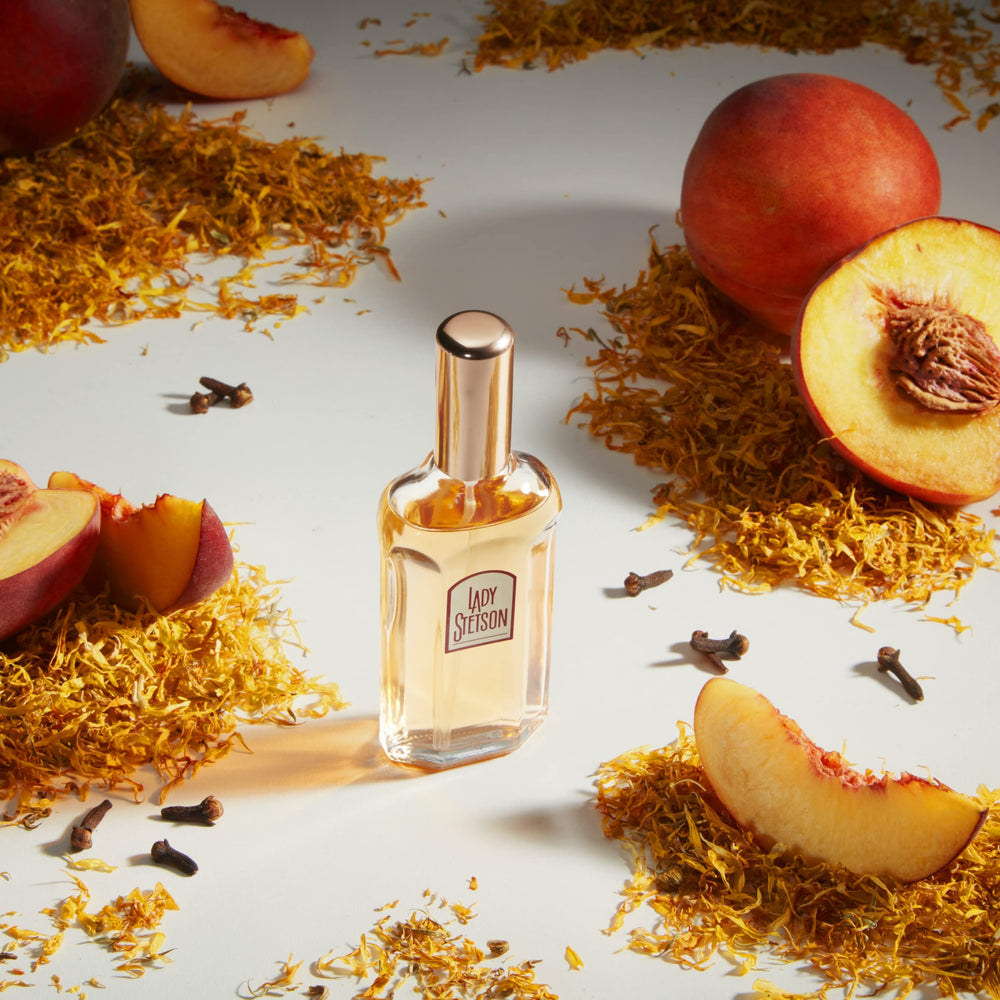 Stetson Lady Stetson rose-wood-notes visible in bottle.