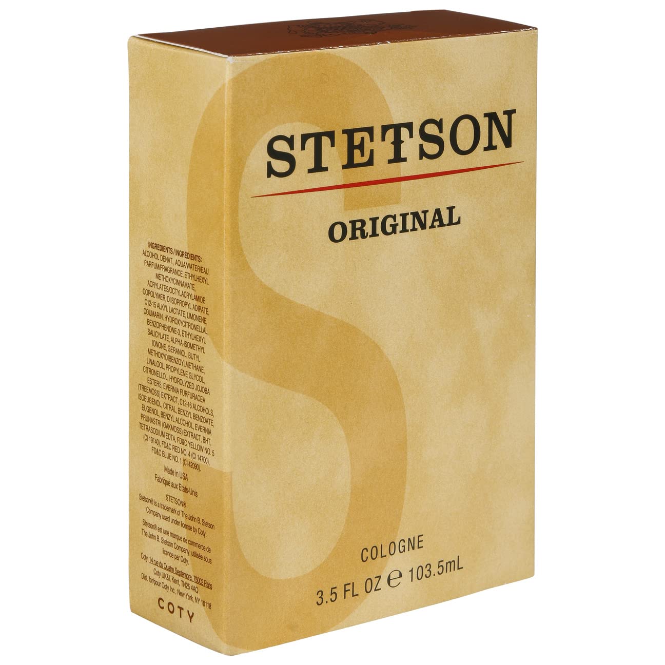 Stetson Original Cologne packaging box shown for gifting or presentation.
