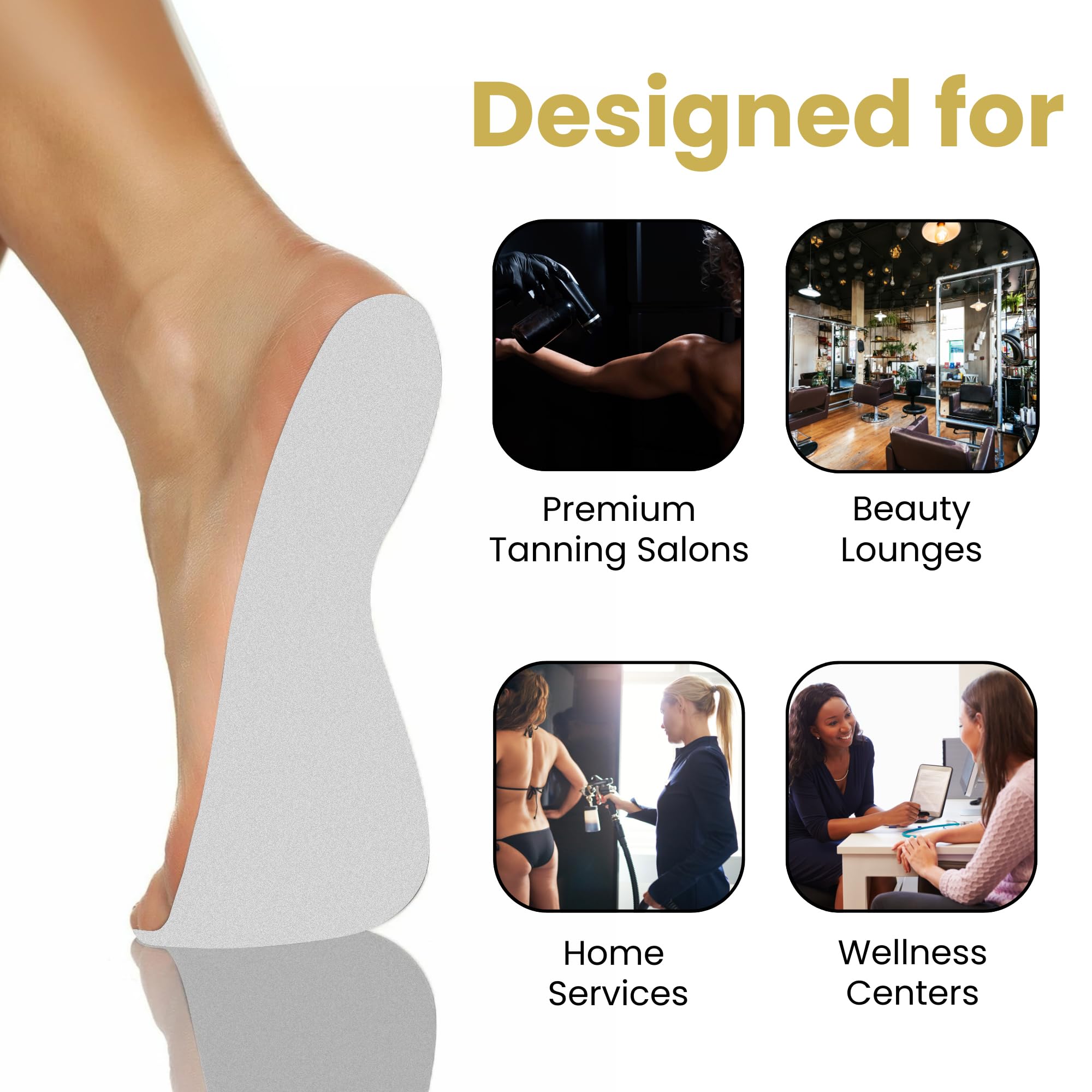 STICKONFEET hygienic spray tan accessory helps maintain clean workstations.