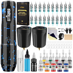 STIGMA wireless tattoo gun kit pen demonstrates crisp line control for beginners.