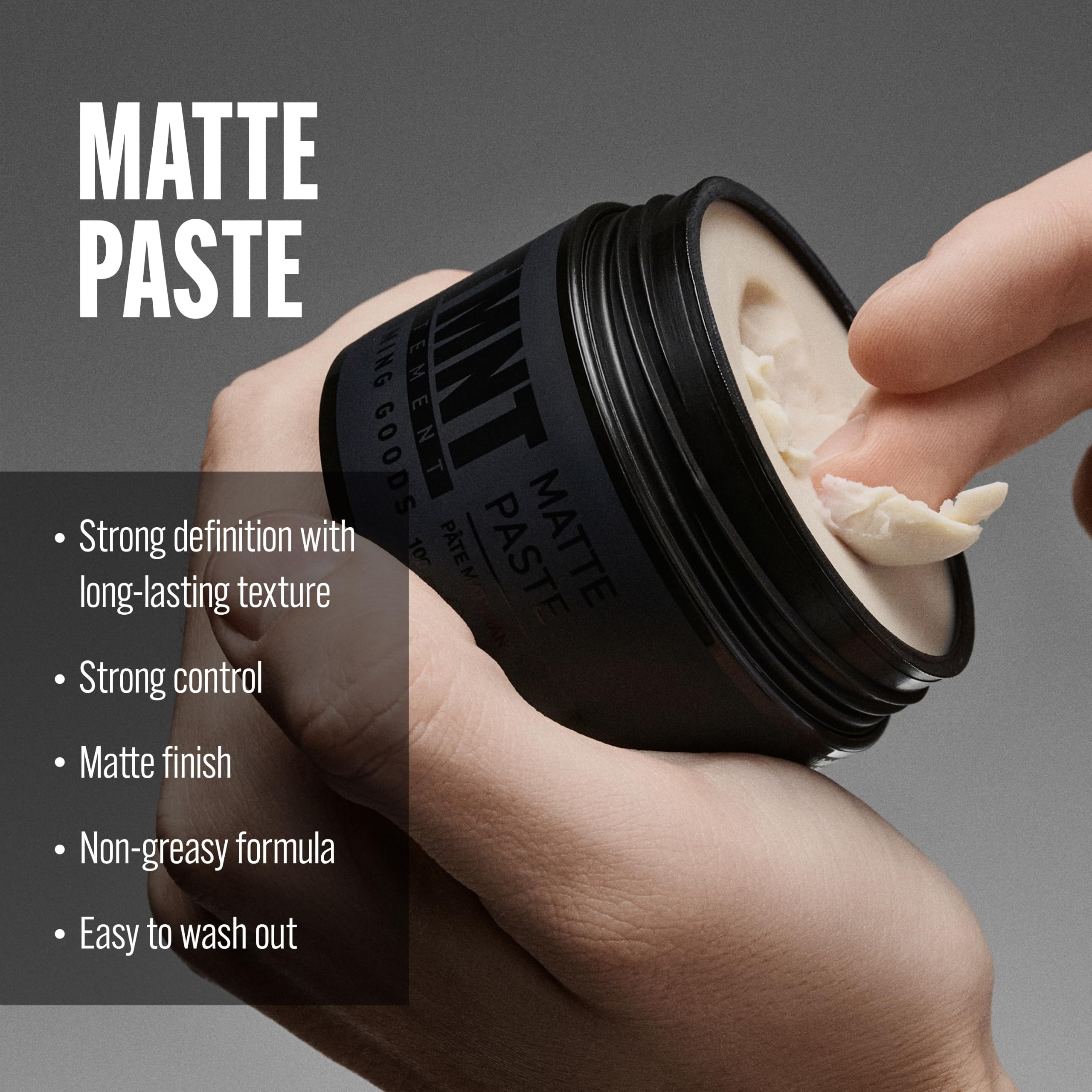 STMNT paste texture close-up highlighting dry gritty texture and definition