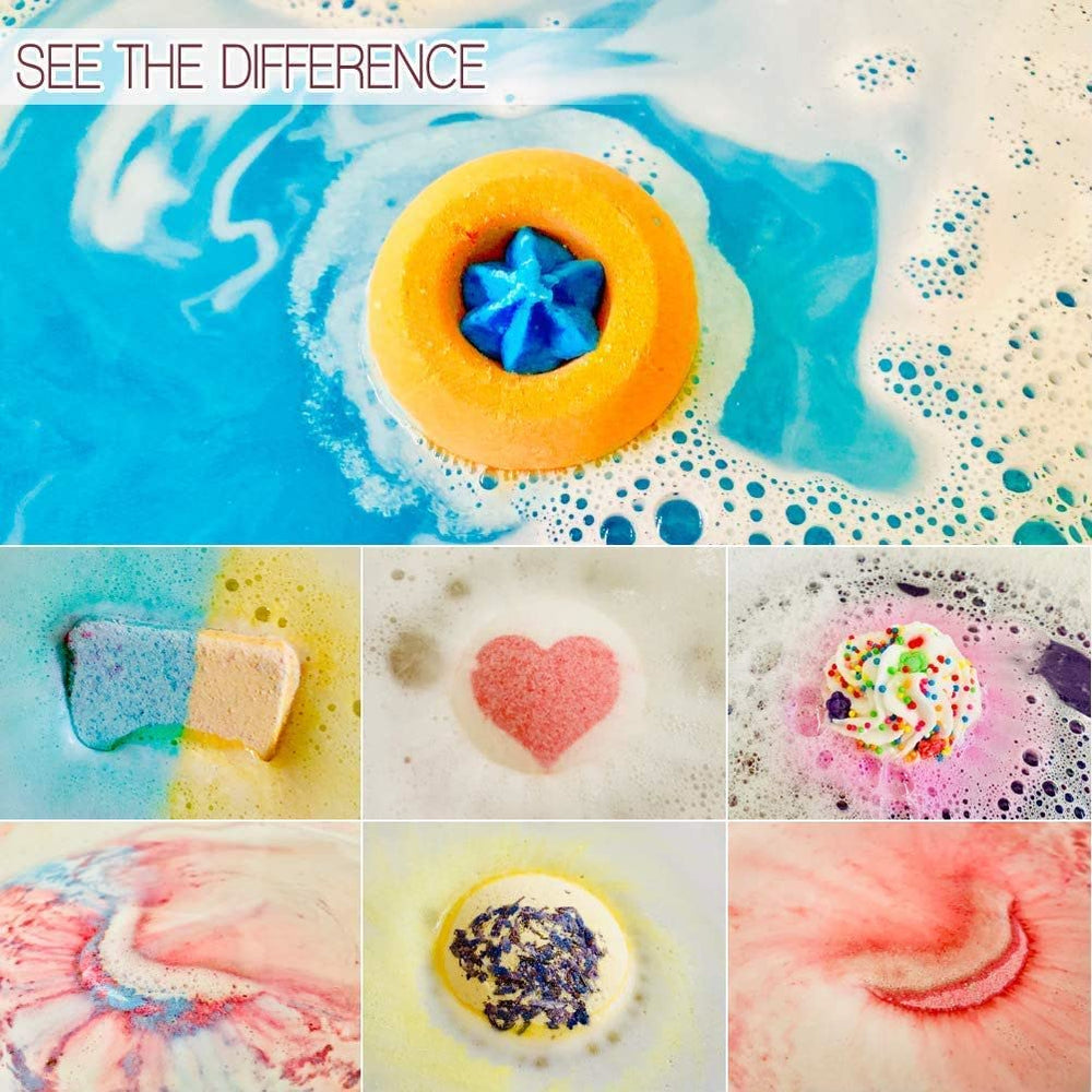 STNTUS INNOVATIONS bath bombs colorfully bubbles in water create vibrant, relaxing bath scenery