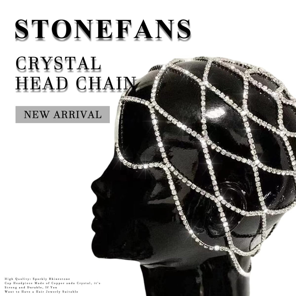 StoneFans copper-backed crystal cap, shimmering silver tone for vintage-inspired looks