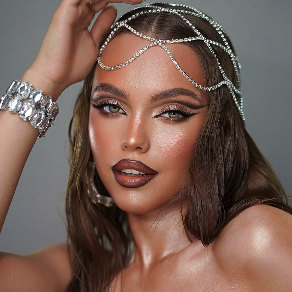 StoneFans roaring 20s crystal headchain silver, ideal for Gatsby-themed parties