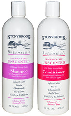 Stonybrook fragrance-free unscented shampoo and conditioner set for sensitive scalps and gentle cleansing.