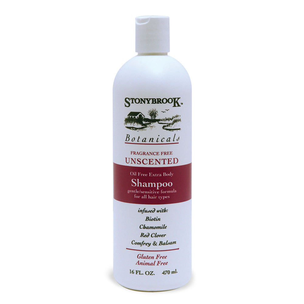 Stonybrook unscented shampoo bottle offers fragrance-free care for sensitive scalps.