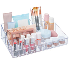 STORi Audrey clear vanity organizer front view keeps cosmetics neatly accessible.