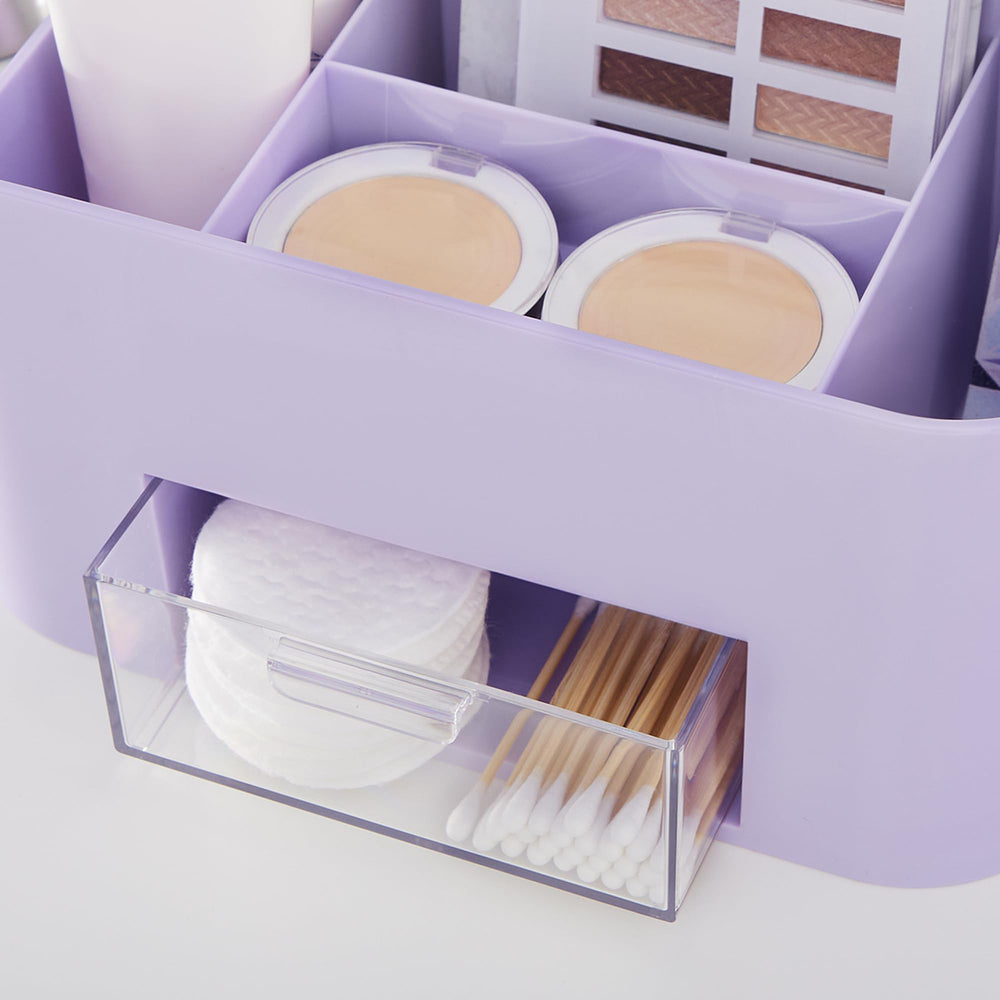 STORi Bliss Lilac bathroom storage for hair accessories.