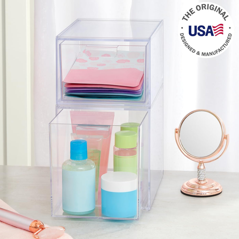 STORi Audrey clear bin jewelry organization reduces desk clutter with visible compartments.