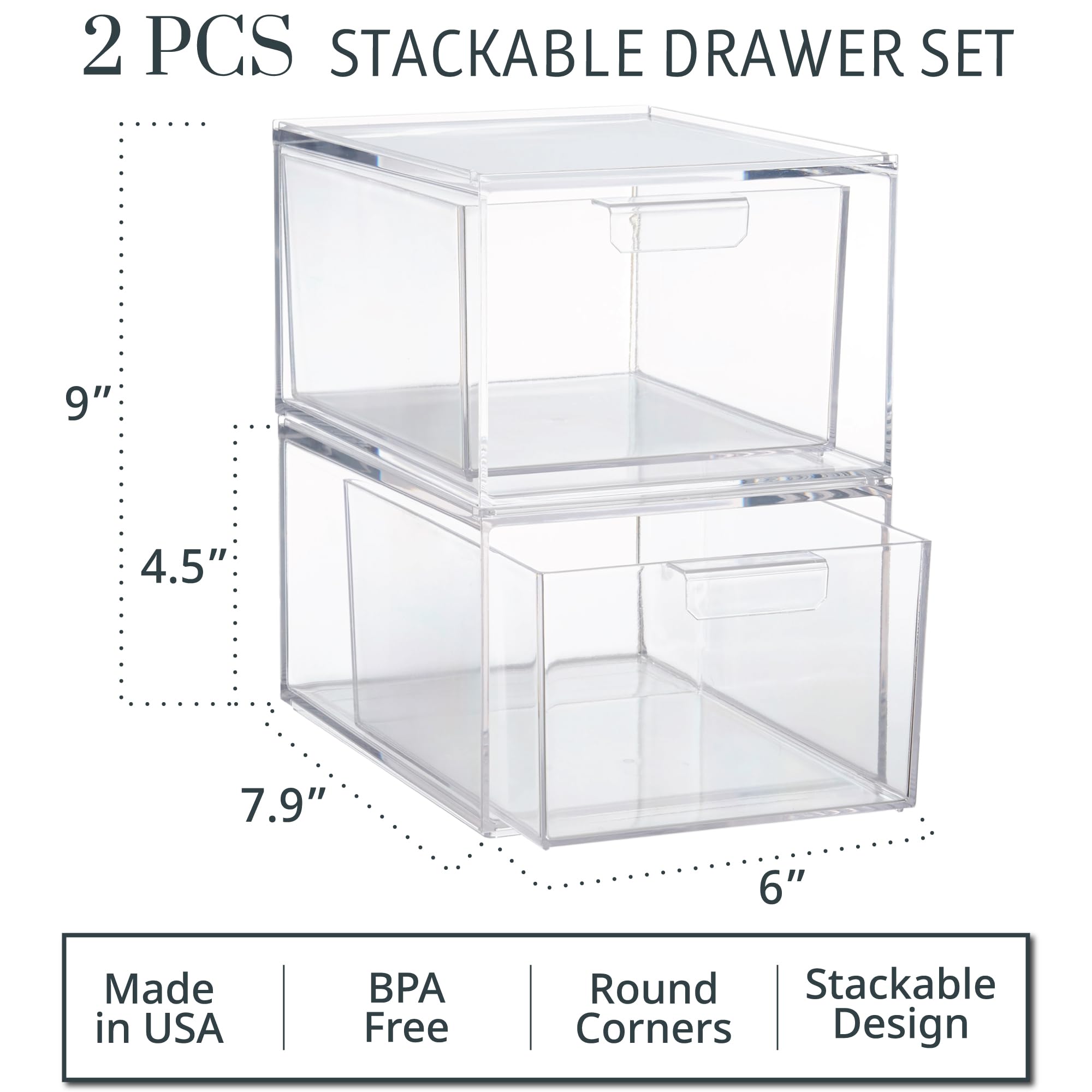 STORi Audrey drawer with makeup arranged for easy daily routine.