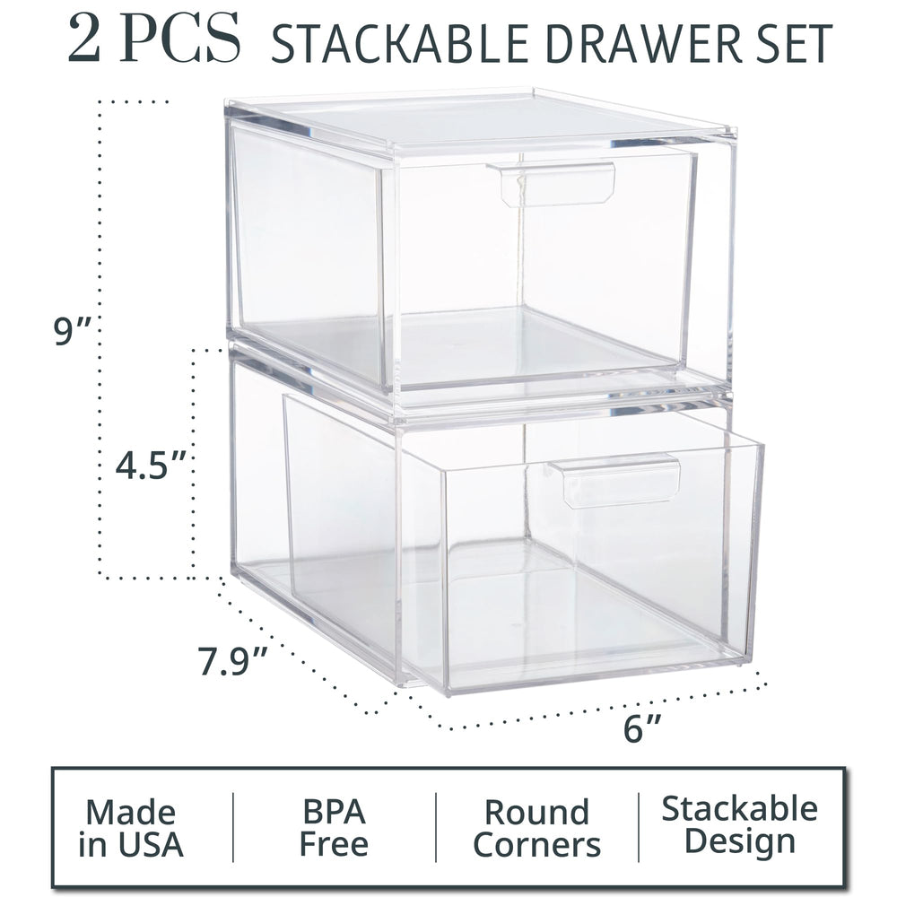 STORi Audrey drawer with makeup arranged for easy daily routine.