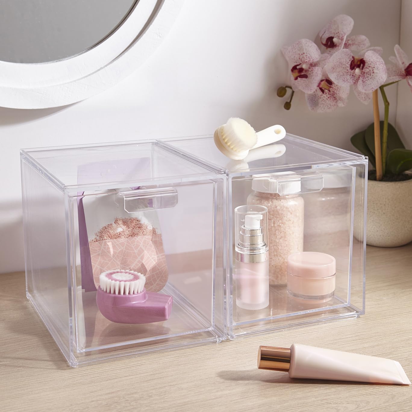 STORi Audrey stackable bin dimensions show a compact footprint