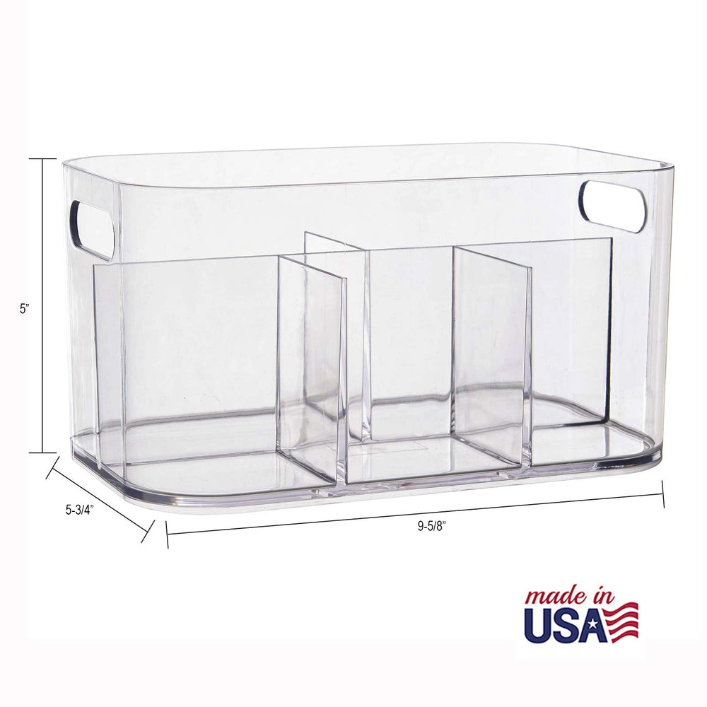STORi Bliss vanity caddy with pass-through handles enables easy transport.