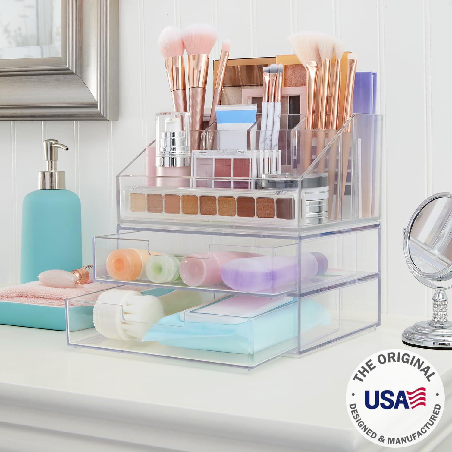 STORi Chloe brush holder inside view keeps brushes upright and accessible.