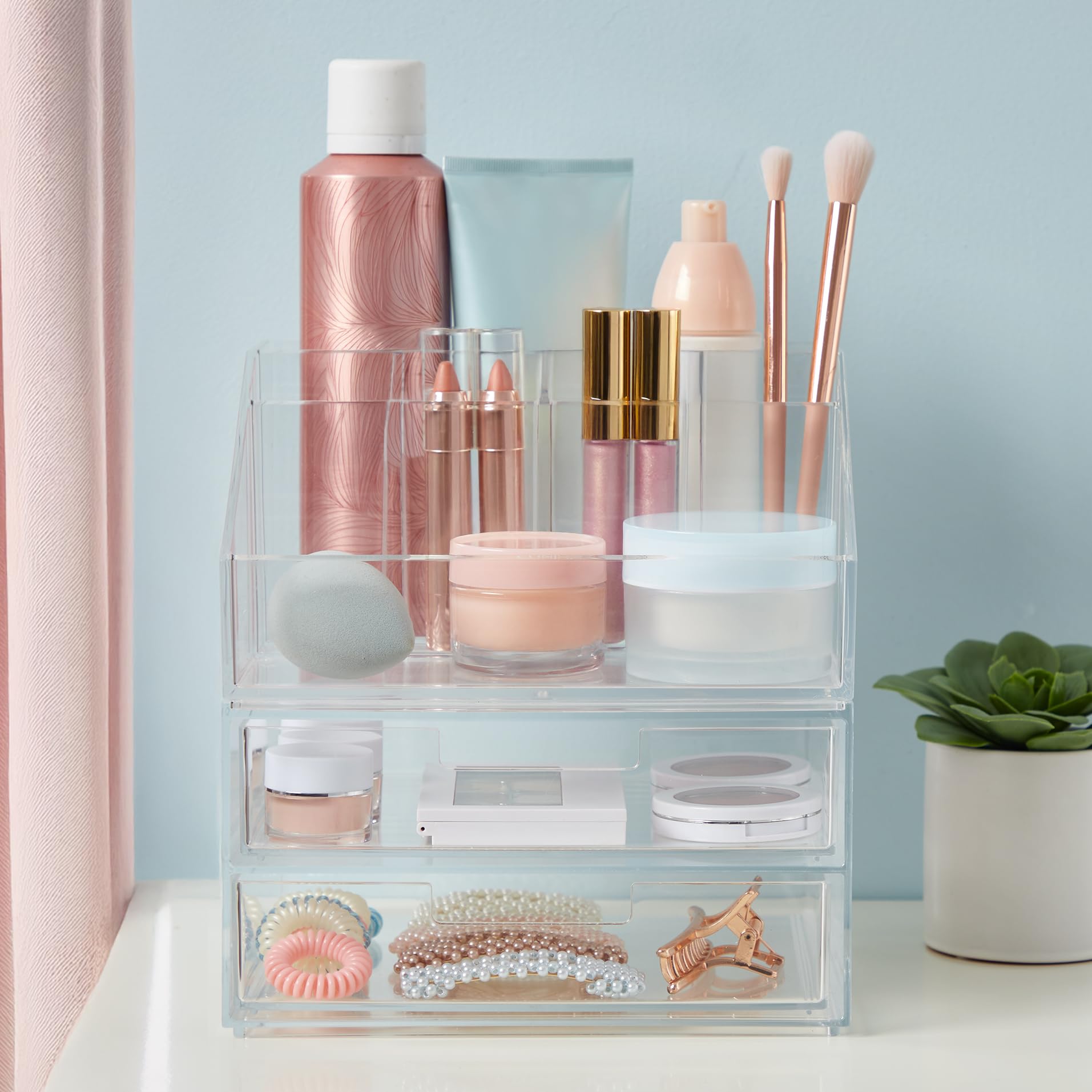 STORi Chloe compact dimensions fit small vanities without clutter.